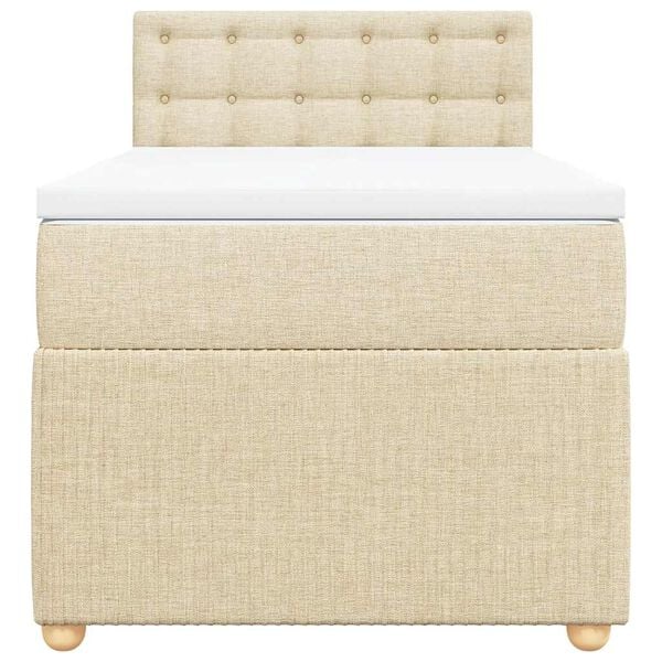 vidaXL Sommier &agrave; lattes de lit avec matelas Cr&egrave;me 80x200 cm Tissu