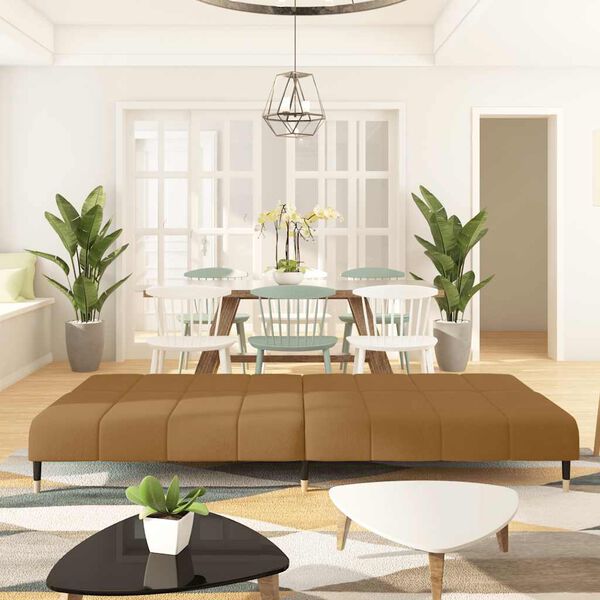 vidaXL Canapé-lit à 2 places marron velours