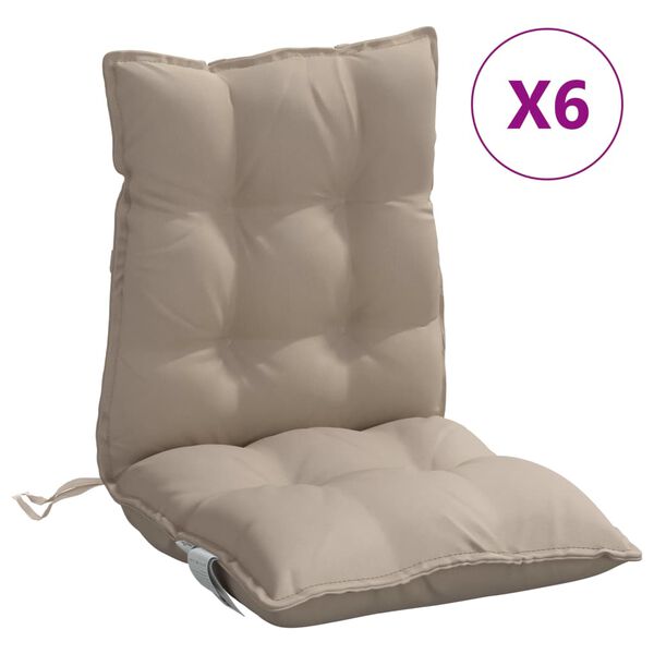 vidaXL Coussins de chaise &agrave; dossier bas lot de 6 taupe tissu oxford
