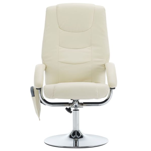 vidaXL Fauteuil de massage avec repose-pied blanc crème similicuir