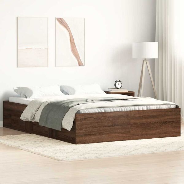 vidaXL Cadre de lit sans matelas ch&ecirc;ne marron 160x200 cm