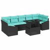 vidaXL Ensemble de canap&eacute; de jardin 8 pc Noir et Bleu polyrotin