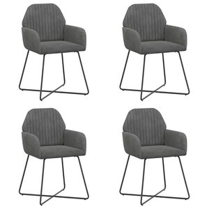 vidaXL Chaises de salle &agrave; manger 4 pc Velours Gris fonc&eacute;