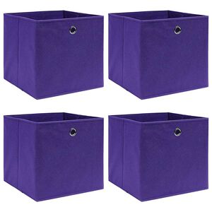 vidaXL Bo&icirc;tes de rangement 4 pcs Tissu intiss&eacute; 28x28x28 cm Violet