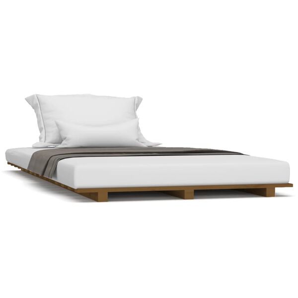 vidaXL Cadre de lit sans matelas marron miel 90x200 cm bois pin massif
