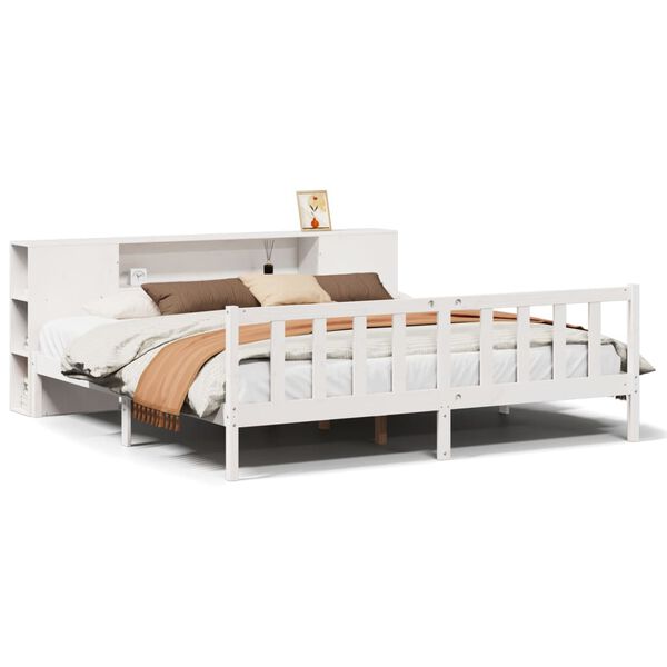 vidaXL Lit bibliothèque sans matelas blanc 180x200 cm bois pin massif