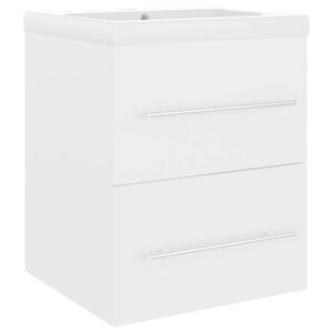vidaXL Armoire d'&eacute;vier avec lavabo int&eacute;gr&eacute; Blanc Agglom&eacute;r&eacute;