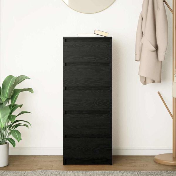 vidaXL Buffet avec tiroirs chêne noir 37,5x35x99 cm bois d'ingénierie