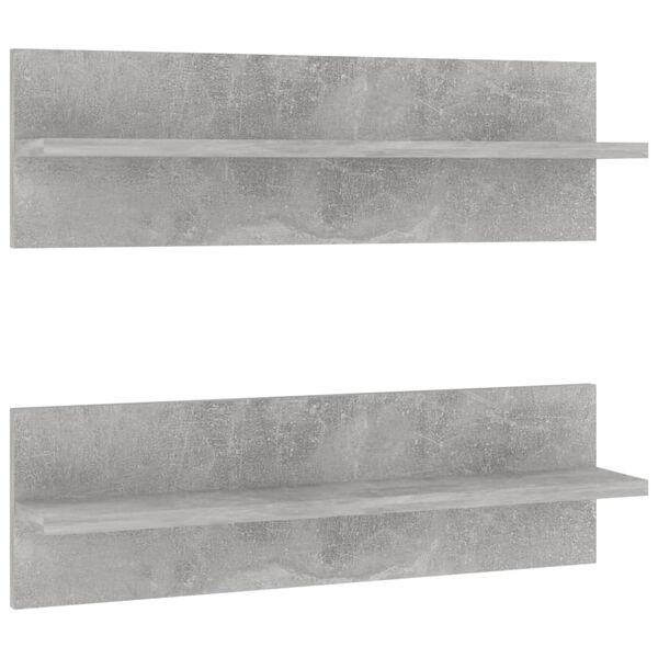 vidaXL &Eacute;tag&egrave;res murales 2pcs Gris b&eacute;ton 60x11,5x18cm bois d'ing&eacute;nierie