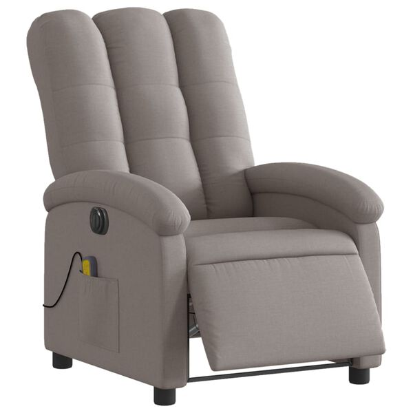 vidaXL Fauteuil de massage inclinable &eacute;lectrique Taupe Tissu
