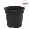 vidaXL Pot &agrave; fleurs rond 24 pc Noir &Oslash; 15 x 12 cm Plastique