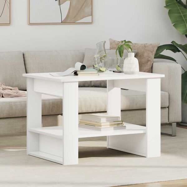 vidaXL Table basse Blanc 72 x 50 x 50 cm Bois d'ing&eacute;nierie