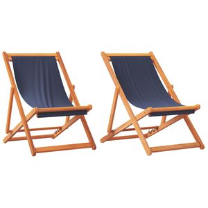 vidaXL Chaises pliantes 2 pi&egrave;ces en tissu bleu
