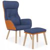 vidaXL Chaise de relaxation avec repose-pied Bleu Similicuir et tissu