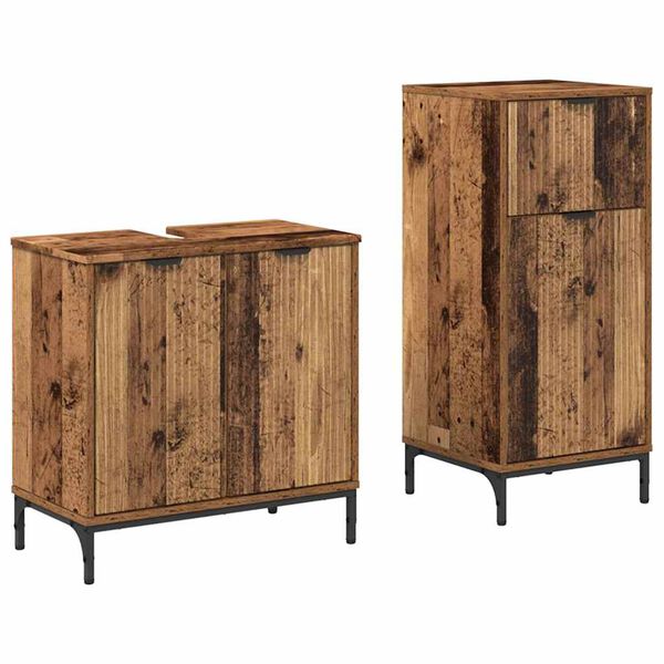vidaXL Ensemble de mobilier de salle de bain 2 pcs Bois Ancien