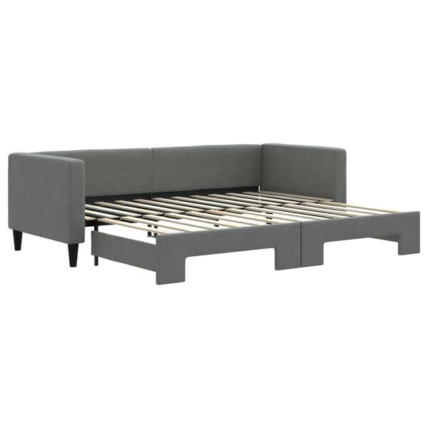 vidaXL Lit de jour avec gigogne sans matelas gris foncé 80x200 cm