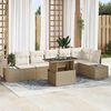 vidaXL Ensemble de canap&eacute; de jardin 7 pcs Beige Poly rotin