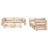 vidaXL Canap&eacute;s de jardin palette 6 pcs avec coussins sable Bois