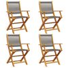 vidaXL Chaises pliables de jardin 4 pcs gris bois d'acacia massif
