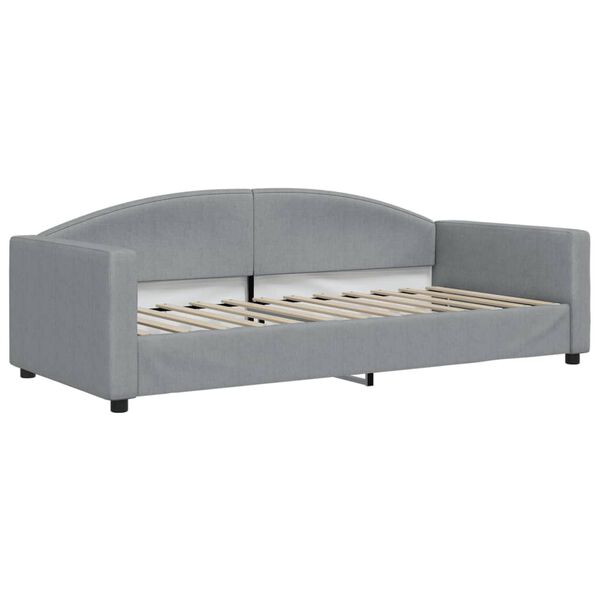 vidaXL Lit de jour avec gigogne et matelas gris clair 90x200 cm tissu