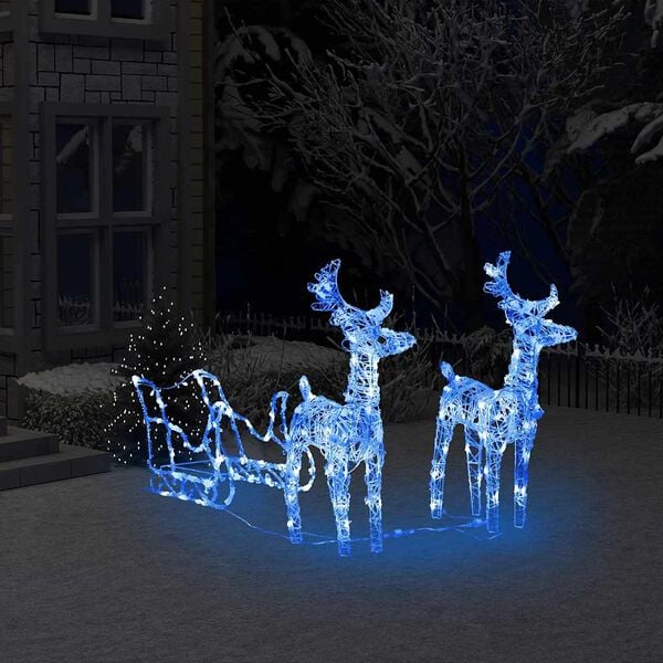vidaXL D&eacute;coration de No&euml;l Rennes et tra&icirc;neau 160 LED 130 cm Acrylique