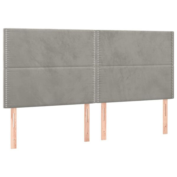 vidaXL T&ecirc;te de lit &agrave; LED Gris clair 160x5x118/128 cm Velours