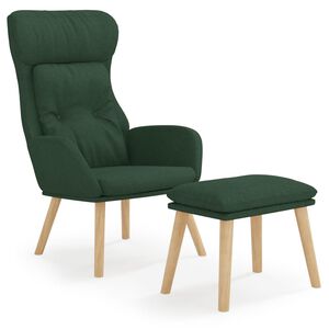 vidaXL Chaise de relaxation avec repose-pied Vert fonc&eacute; Tissu