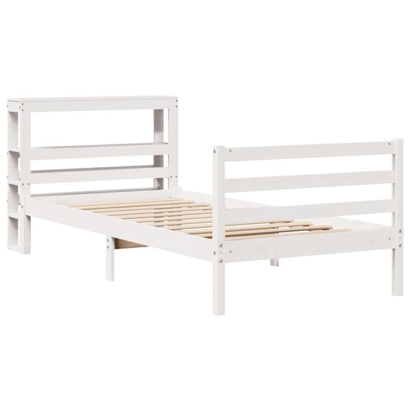 vidaXL Cadre de lit sans matelas blanc 75x190 cm bois de pin massif