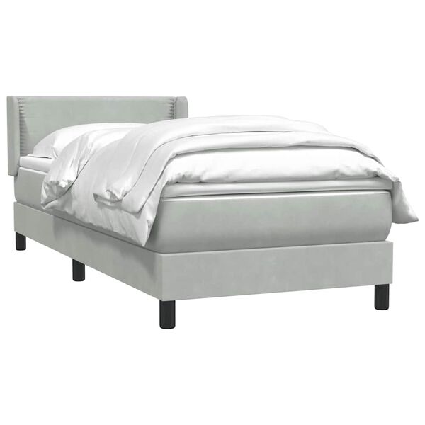 vidaXL Sommier &agrave; lattes de lit et matelas gris clair 90x220 cm velours