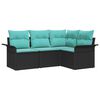 vidaXL Ensemble de canap&eacute; de jardin avec coussin Noir polyrotin