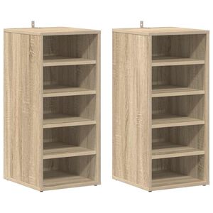vidaXL Armoires &agrave; chaussures 2 pcs Ch&ecirc;ne Sonoma Bois d'ing&eacute;nierie