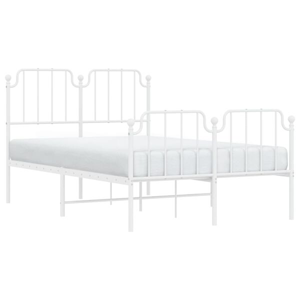 vidaXL Cadre de lit m&eacute;tal sans matelas et pied de lit blanc 120x200 cm