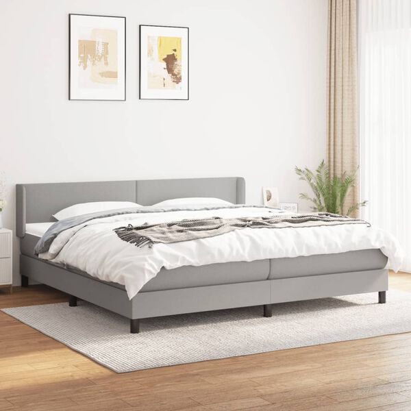 vidaXL Sommier &agrave; lattes de lit avec matelas Gris clair 200x200cm Tissu