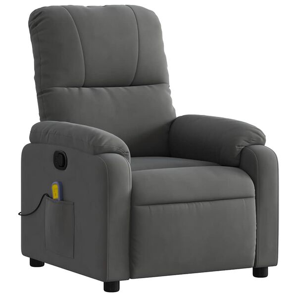 vidaXL Fauteuil inclinable de massage gris fonc&eacute; tissu microfibre