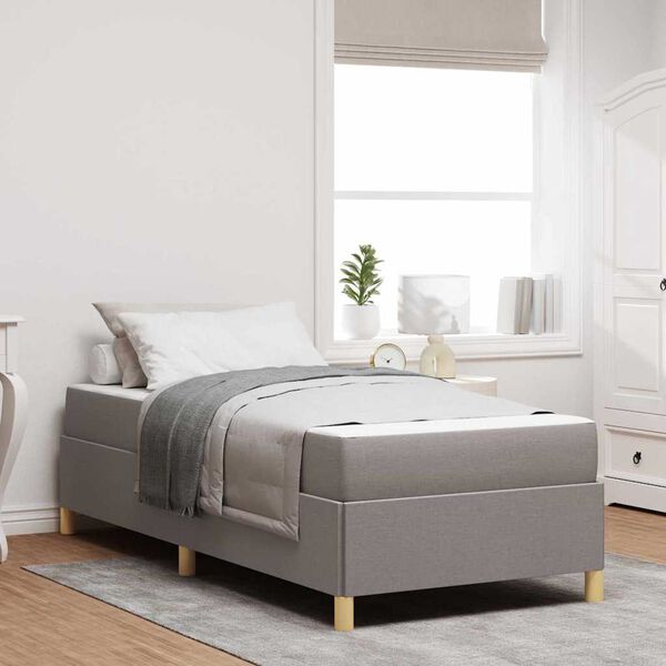 vidaXL Cadre de lit avec matelas Taupe 90 x 190 cm tissu