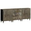 vidaXL Buffets 3 pcs gris clair 60x33,5x75 cm bois de manguier massif