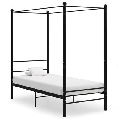 vidaXL Cadre de lit à baldaquin Noir Métal 90x200 cm