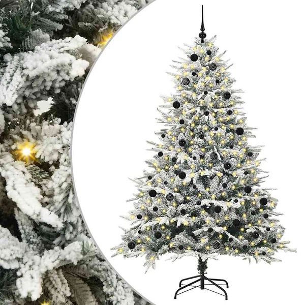 vidaXL Arbre de No&euml;l artificiel pr&eacute;-&eacute;clair&eacute; avec ensemble de boules