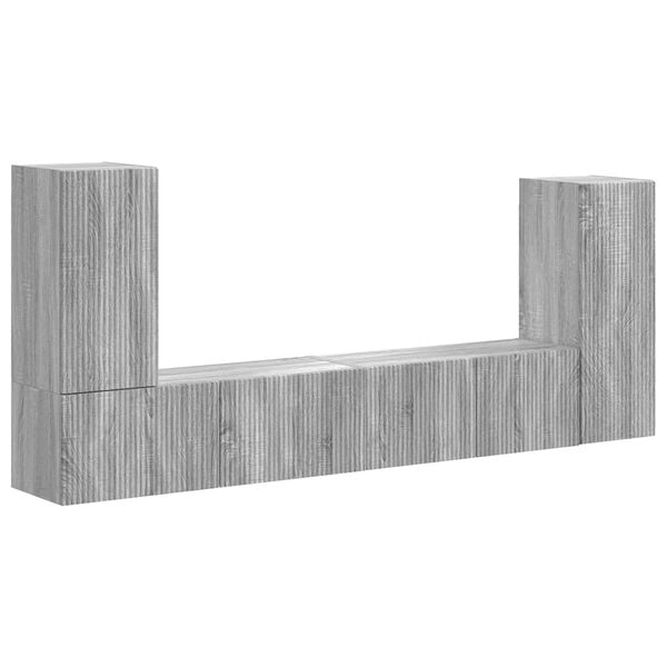 vidaXL Ensemble meuble TV 4 pcs Gris Sonoma Bois d'ing&eacute;nierie