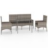 vidaXL Salon de jardin 4 pcs avec coussins Gris R&eacute;sine tress&eacute;e