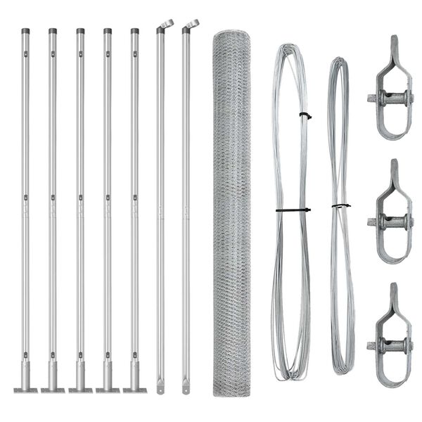 vidaXL Cl&ocirc;ture avec poteaux Argent 1.4 x 10 m Acier recouvert de PVC