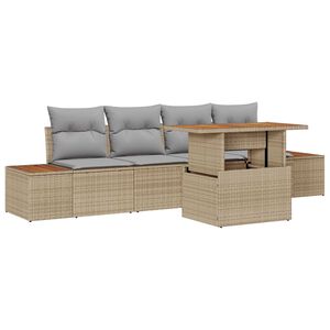 vidaXL Ensemble de salle &agrave; manger pour jardin 5 pcs Beige et gris