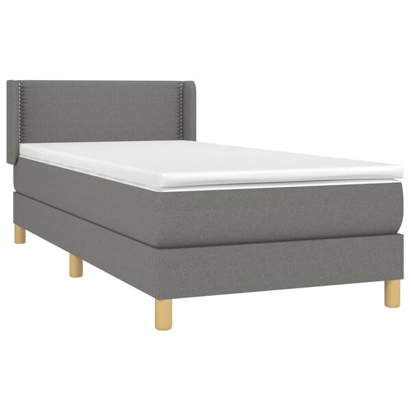 vidaXL Sommier &agrave; lattes de lit avec matelas Gris fonc&eacute; 100x200cm Tissu