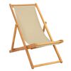 vidaXL Chaise de plage Beige Bois de teck massif