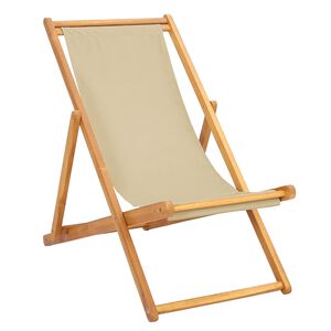 vidaXL Chaise de plage Beige Bois de teck massif