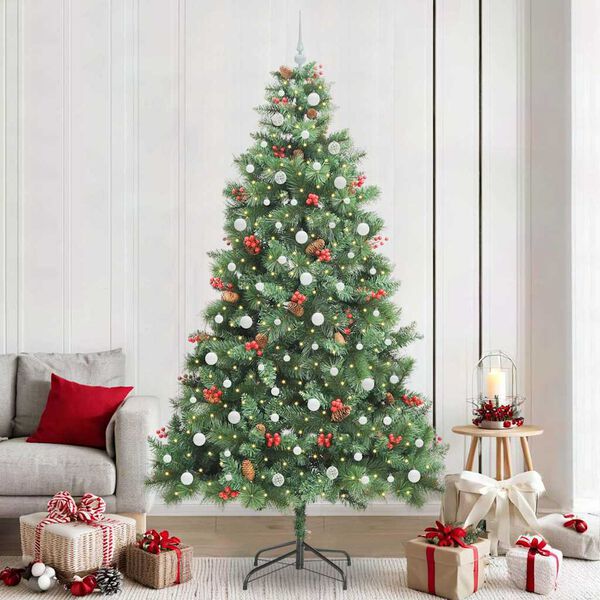 vidaXL Sapin de No&euml;l artificiel Vert 240 cm PVC et m&eacute;tal