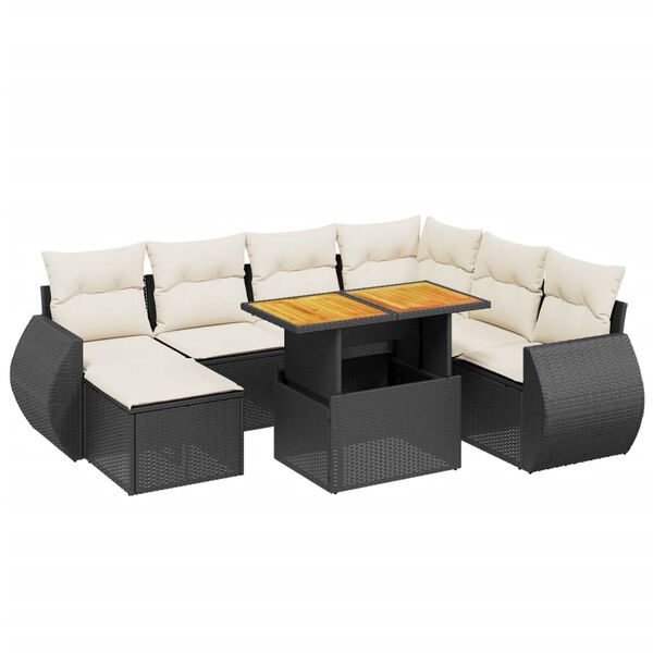 vidaXL Salon de jardin 8 pcs avec coussins noir r&eacute;sine tress&eacute;e