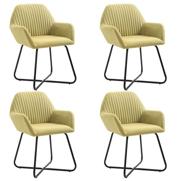 vidaXL Chaises &agrave; manger lot de 4 vert tissu