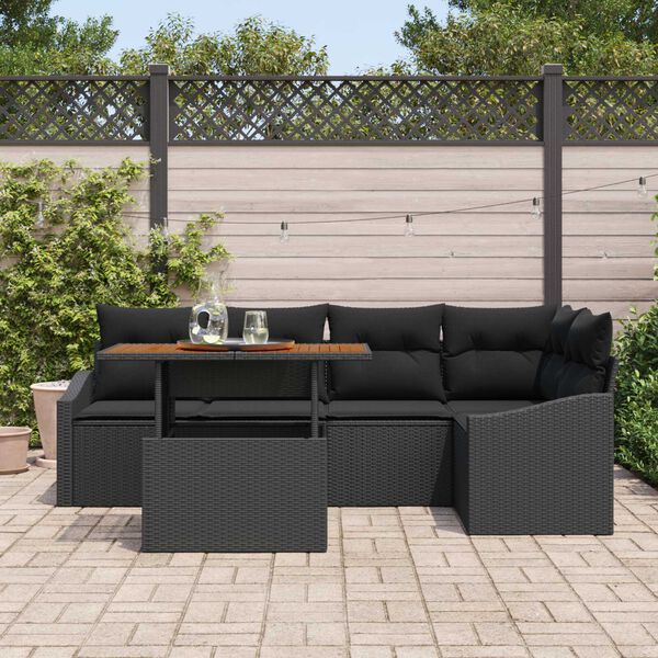 vidaXL Ensemble de canap&eacute; de jardin 6 pcs Noir Poly rotin