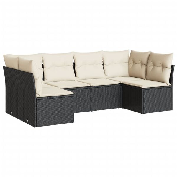 vidaXL Salon de jardin 6 pcs avec coussins noir r&eacute;sine tress&eacute;e